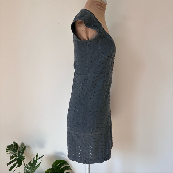 Free People Intimately Grey Mini Bodycon Jhook Embroidered Floral Eyelet Dress S - Picture 4 of 10